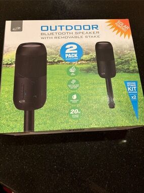 Outdoor Bluetooth Speaker with Removable Stake - Black (2-Pack) Brand new